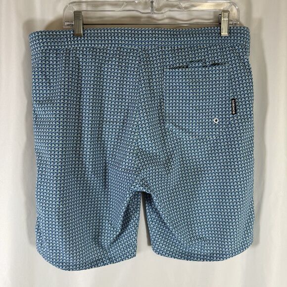 Bonobos Swim Trunks Men's Medium Blue Print Drawstring Pockets Lined Ocean - Picture 7 of 8